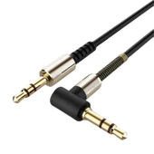 BUFFER®  3.5mm AUX Kablosu Jak Erkek Erkek L Tipi 1 Metre Ses Aktarım Kablosu - 2