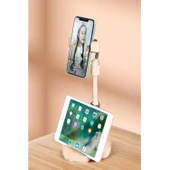 BUFFER® Masa Üstü Tablet ve Telefon Tutucu Plastik Aparat Beyaz Telefon Standı - 8