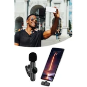 BUFFER® Type C Uyumlu İphone Dönüştürücülü Kablosuz Yaka Mikrofonu Android ve İphone Uyumlu Mini Mikrofon - 6