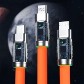 BUFFER®  3 Şarj Aleti 1 Arada Çinko Alaşım Hızlı Şarj Kablosu Turuncu - 3