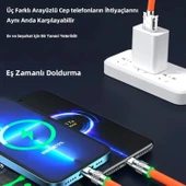 BUFFER® 3 in 1 Type-C + Micro Usb + Lightning Hızlı Şarj Kablosu Silikon Kablo 1 Metre Opp Ambalaj - 4