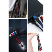 BUFFER® Işıklı Anahtarlık Model 3 in 1 USB Çıkışlı MİKRO,TYPE-C ve İphone Uyumlu Şarj Kablosu - 6