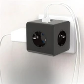 BUFFER® Isıya Dayanıklı Termal Akım Korumalı ve Çocuk Korumalı 3 Priz Girişli 3 USB Girişli Küp Priz - 1