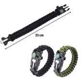BUFFER® 5'i 1 Arada Çok Fonksiyonlu Hayatta Kalma Bilekliği Pusula, Düdük, Çakmak Taşı ve Şemsiye İpi Bileklik - 5