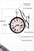 Büyük 45cm Sessiz Yuvarlak Çelik Çift Taraflı Caml Dikey Duran İki Yönlü İstasyon Saat Station Clock thumbnail 3