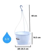 Omnipazar SO-SM03 Safir Makrome Askılı Balkon Saksı 6 lt Beyaz 6 Adet thumbnail 2