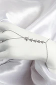 Pirinç Zirkon Taşlı Yıldız Model Gümüş Renk Kadın Şahmeran - 1