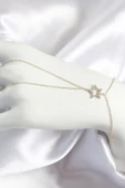 Pirinç Zirkon Taşlı Yıldız Model Gold Renk Kadın Şahmeran - 1