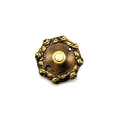 Antika Tarz Dekoratif Pirinç Güllü Kapı Zili - 75mm, Antik - 1