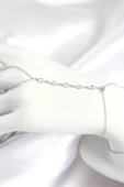 Pirinç Zirkon Taşlı Y Model Gümüş Renk Kadın Şahmeran - 1