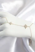Pirinç Zirkon Taşlı Kutup Yıldızı Model Gold Renk Kadın Şahmeran - 1