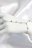 Pirinç Renkli Zirkon Taşlı Sallantılı Yıldızlı Model Gümüş Renk Kadın Şahmeran - 1