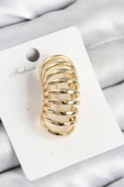 Pirinç Yay Model Gold Renk Sağ Kıkırdak Küpe - 1