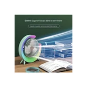 Masaüstü Vantilatör Usb Şarjlı Rgb Led Işıklı 3 Kademeli 180° Ayarlanabilir Soğutucu Fan Mavi - 5