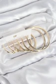 Pirinç Halka Model Gold Renk Kadın Set Küpe - 1