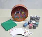 Metal Kutulu 120 Chip Ve 2 Adet İskambil  Kağit Setine Sahip Poker Oyunu Alk3535 - 1