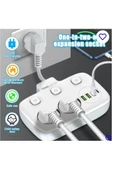 Akım Korumalı 2 li Ayrı Anahtarlı Priz, 2x Priz, 3x Usb, 1x Type-c, 2 Mt Kablo, Hızlı Şarj - 1
