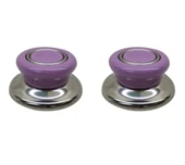 2 Adet Lila Tencere Tava Sahan Cam/Metal Kapak Kulpu thumbnail 1