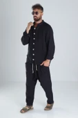 Tasarım Siyah Müslin Şalvar Takım - 2