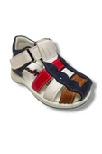 Beebron 3014-20 Anatomik Önü Kapali 3 Şeritli Erkek Çocuk Sandalet Lacivert Kırmızı 18-20 thumbnail 1