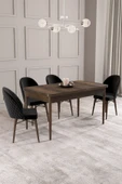 Calvin Barok Desen 80x132 Mdf Açılabilir Mutfak Masası Takımı 4 Adet Sandalye Siyah - 1