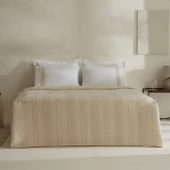 Karaca Home White Collection Delisa %100 Pamuk Keten Çift Kişilik Pike Takımı Krem thumbnail 1