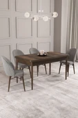 Calvin Barok Desen 80x132 Mdf Açılabilir Mutfak Masası Takımı 4 Adet Sandalye Gri - 1