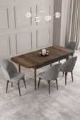 Calvin Barok Desen 80x132 Mdf Açılabilir Mutfak Masası Takımı 4 Adet Sandalye Gri - 2
