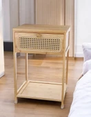 Bambu 2 Katlı Çekmeceli Oturma Odası Yatak Odası Komodini Rattan Komodin thumbnail 4