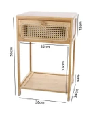 Bambu 2 Katlı Çekmeceli Oturma Odası Yatak Odası Komodini Rattan Komodin thumbnail 6