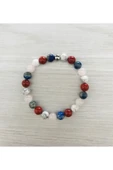 MK TASARIM GERÇEK HAVLİT, RED JASPER, LAPİS LAZULİ, PEMBE KUVARS TAŞI BİLEKLİK MKT061 - 1