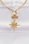 316L Çelik Zincir Altın Renk Kutup Yıldızı Kolye - TJ-BKO8638 thumbnail 1