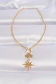 316L Çelik Zincir Altın Renk Kutup Yıldızı Kolye - TJ-BKO8638 thumbnail 2