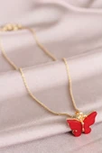 Kırmızı Kelebek Model Kadın Kolye - TJ-BKO5084 thumbnail 2
