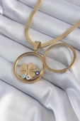 316L Çelik Gold Renk İtalyan Zincir Açılabilir Fanus Yonca Figür Model Kadın Kolye - TJ-BKO8281 thumbnail 1