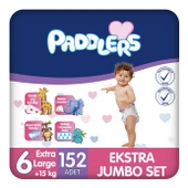 Paddlers Bebek Bezi 6 Numara X-Large 152 Adet (15+Kg) Ekstra Jumbo Set thumbnail 1