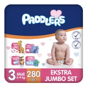 Paddlers Bebek bezi 3 Numara Midi 280 Adet (4-9 Kg) Ekstra Jumbo Set thumbnail 1