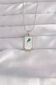 316L Çelik Gümüş Renk Beyaz Mineli Tarot Kolye - TJ-BKO9048 - 1
