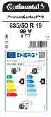 CONTİNENTAL 235/50R19 99V FR PC C YAZ LASTİGİ ÜRETİM YILI:2024 - 2