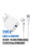 Huawei Y9 Prime 2019 Uyumlu Şarj Aleti Type C Kablolu thumbnail 2