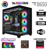 Xaser Lexus x760 Ryzen 5 7500F 32GB DDR5 Ram 1TB M.2 NVMe SSD 16GB RX9060 XT Sıvı Soğutmalı Masaüstü Oyuncu Bilgisayarı thumbnail 1