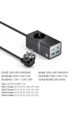 Akım Korumalı USB Type-C Priz Uzatma Kablosu Çok Amaçlı Şarj Cihazı Çoklu Priz 1.5M 2500W 40W OUTPUT thumbnail 3