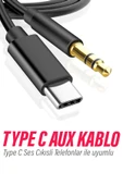 Samsung Redmi Uyumlu TYPE C Aux Kablosu - Jack Dönüştürücü Kablo AUX 1M thumbnail 1