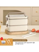 304 Paslanmaz Çelik Yemek Kabı Dikdörtgen Çift Katmanlı Yemek Kabı Öğrenci Taşınabilir Yemek Kabı thumbnail 1