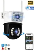 Çift Lensli Akıllı IP Kamera Full Hd 1080P Wifi Haraket Takip Gece Görüş Intercom IP66 Su Geçirmez thumbnail 1
