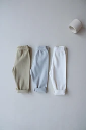 3lü Bebek Fitilli Penye Bebek Unisex Tayt Model 5 thumbnail 4