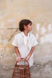 Mavi Çizgili Yaka Bağlamalı Alt Üst Takım thumbnail 1