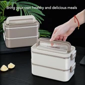 304 Paslanmaz Çelik Yemek Kabı Dikdörtgen Çift Katmanlı Yemek Kabı Öğrenci Taşınabilir Yemek Kabı - 4