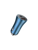 Baseus Golden Connector Pro U+C 40W Hızlı Type-C to Lightning Kablo Setli Araç Şarj Cihazı Mavi - 4