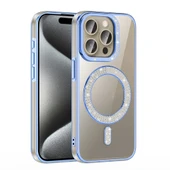 iPhone 15 Pro Max Kılıf Pırlanta Taş Tasarımlı M-safe Şarj Özellikli Karetta Silikon Kapak thumbnail 4